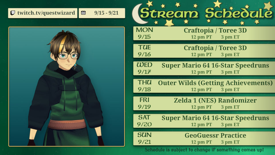 This week's stream schedule